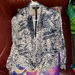 Black & White Leopard Silk Blazer Jacket Like Brand New Size S